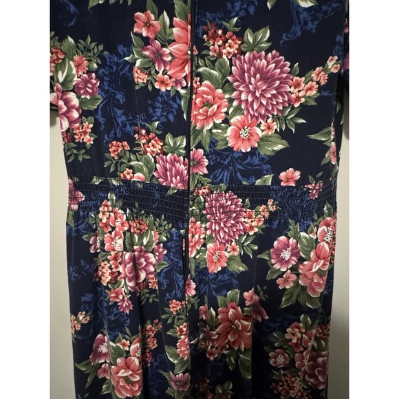 Miss Dorby Dress Floral Cottagecore Gold Buttons 80s 90s Sz 14 Floral Vintage - Picture 7 of 9